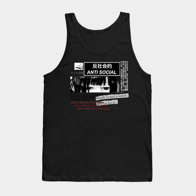 Hiphop culture manga Japanese anti social lonely design Tank Top by Maroua